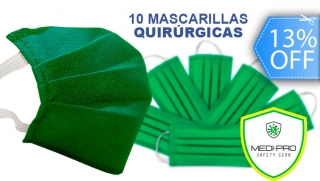 10 Mascarillas Quirúrgicas de Polipropileno