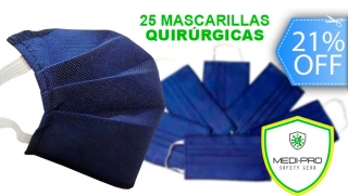 25 Mascarillas Quirúrgicas de Polipropileno