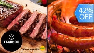 Parrillada Argentina para 2: Puyazo Premium, Chorizo Argentino, Papa Asada, Pan con Ajo y Más.