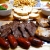 [Imagen:¡Paga Q295 en lugar de Q600 por Parrillada para Cuatro con: 1 Libra de Lomo de Res Asado + 1 ½ Libra de Costilla de Cerdo Frita o BBQ + 4 Chorizos + 4 Ensaladas de La Casa + Papas Fritas + 4 Bebidas + Porción de Pan para 4!]