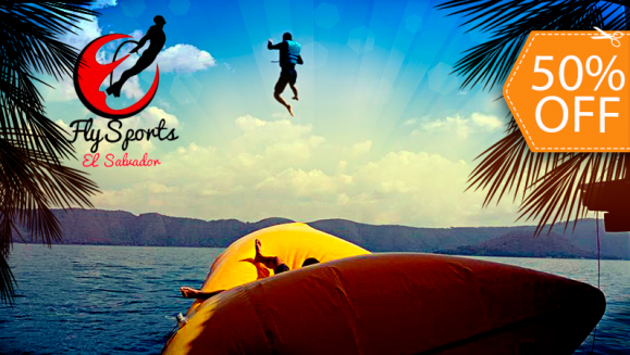 [Imagen:¡Una Dosis de Adrenalina para Ti y Tus Amigos! ¡Paga $10 en lugar de $20 por 6 Saltos en Blob Jump en el Lago de Coatepeque!]