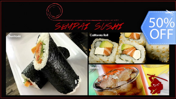 [Imagen:¡Paga Q67 en lugar de Q133 por 2 Rollos de Sushi a Elección entre California Roll, Burritoshi o Vegetariano + 2 Bebidas!]