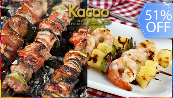 [Imagen:¡Paga Q160 en lugar de Q324 por 2 Platos de Pinchos de Lomito o Pinchos Tropicales (Pollo, Camarones y Piña) + Guarnición de Arroz, Guacamol y Frijoles + 2 Bebidas!]