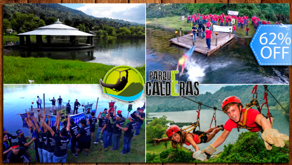 [Imagen:¡Paga Q250 en vez de Q650 por Convivio de Aventura Extrema con: Canopy, Rappel, Columpios Gigantes, Balsas con Remos ILIMITADO + Caminata en Bosque Virgen + Banquete Mar y Tierra en Impresionante Restaurante Flotante, Fiesta y Mucho Más!]