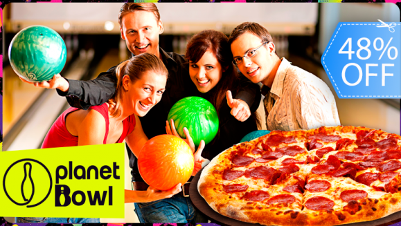 [Imagen:¡Paga Q125 en vez de Q240 por 1 Hora de Boliche hasta para 5 Personas + Pizza Mediana de 12" a Elección!]