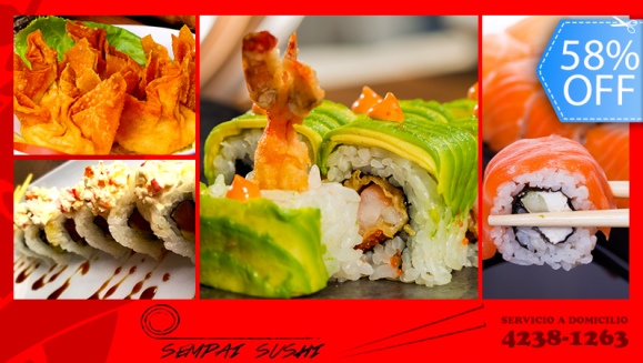 [Imagen:¡Paga Q199 en lugar de Q475 por Combo Mundialista de Sushi a Domicilio para 4 que Incluye: 4 Rollos de Sushi de Especialidad (Salmón y Camarón) + Orden Gigante de Wonton + 4 Bebidas!]