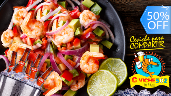 [Imagen:¡Paga Q199 en lugar de Q400 por Ceviche Mixto de Pescado, Camarón y Cangrejo para 3 o 4 personas + Cubetazo de Cervezas!]