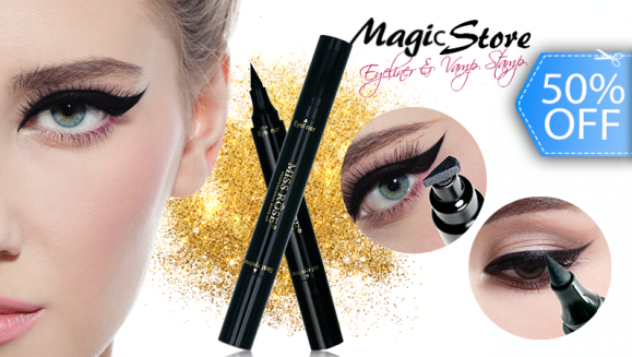 [Imagen:¡Paga Q75 en lugar de Q150 por Delineador Mágic Eyeliner &amp; Seal Eyeliner con Vamp Stamp (Plantilla para Lograr La Colita Perfecta en El Delineado)!]