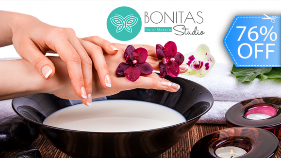 [Imagen:¡Paga Q49 en lugar de Q200 por Manicure Spa de Leche y Miel + Esmalte Permanente GELISH + Decoración en 2 Uñas con Glitter o Sello!]