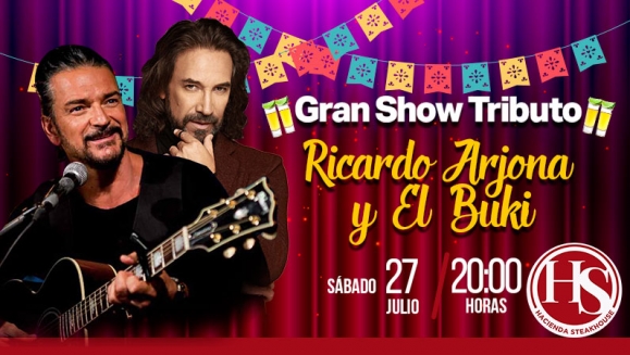 [Imagen:¡Paga Q130 en lugar de Q345 por 4 Entradas para Disfrutar de los Shows Musicales con Tributo a Vicente Fernández, Ana Gabriel, Ricardo Arjona o El Buki + 1 Pichel de Cerveza de Barril + 1 Carpaccio de Lomito para Compartir!]