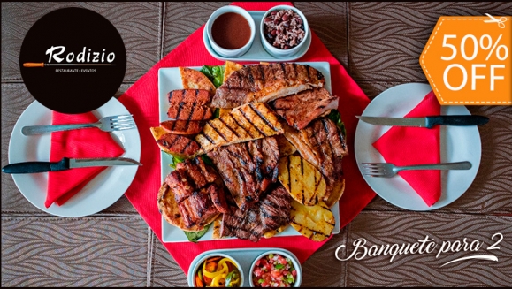 [Imagen:¡Paga $16 en Vez de $32 por Parrillada para 2 con: Puyazo, Angelina, Lomo de Cerdo, Lomo Pacho, Pechuga de Pollo y Chorizo Tejano + Entradas: 2 Ensaladas Primavera y 2 Consomés de Res + Guarniciones: Casamiento, Escabeche, Chirmol, Papa y Más!]