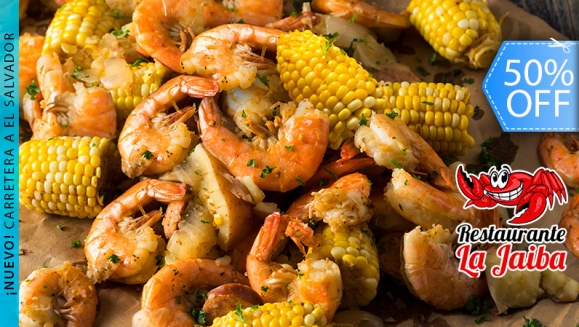[Imagen:¡Paga Q140 en lugar de Q280 por 1 Cubeta de 1 Libra de Camarones o Embutidos + Guarniciones de Papitas y Elotes + 2 Jaibonas (Tarros de 1 Litro de Cerveza Preparados con el Mix de la Casa)!]