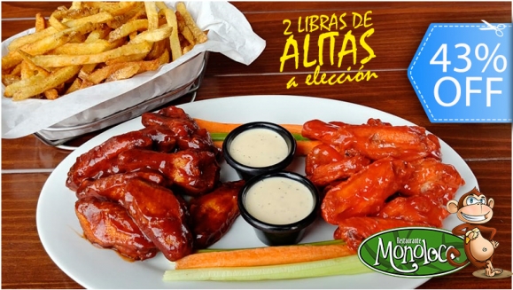 [Imagen:¡Paga Q99 en lugar de Q175 por 2 Libras de Alitas Búfalo, Mango Habanero o BBQ + Papas Fritas!]