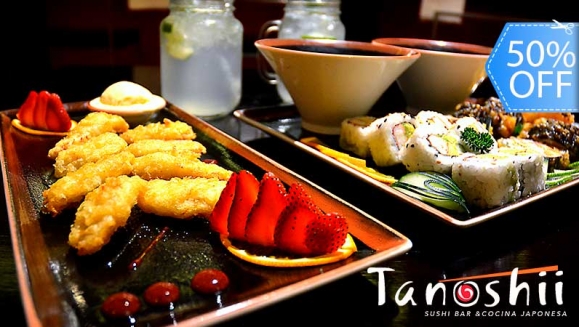 [Imagen:¡Paga Q189.50 en lugar de Q379 por Menú Japonés para 2 que Incluye: 2 Sopas Miso + 2 Rollos de Sushi de Especialidad a Elección entre California o Acatenango + 1 Yakisoba de Pollo + 1 Banana Tempura con Helado de Vainilla + 2 Bebidas Naturales!]