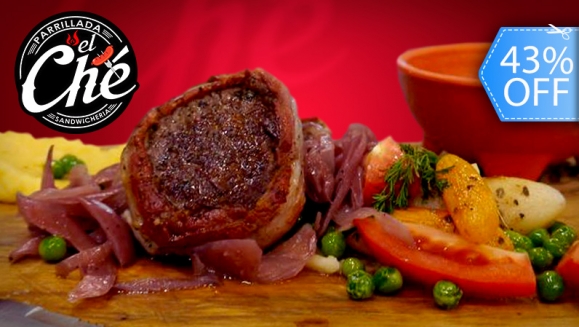 [Imagen:¡Paga Q63 en lugar de Q110 por 2 Medallones de Filet Mignon (8 oz) + Guarnición a Elección entre Puré de Papa, Ensalada Mixta o Frijoles + Bebida Natural!]
