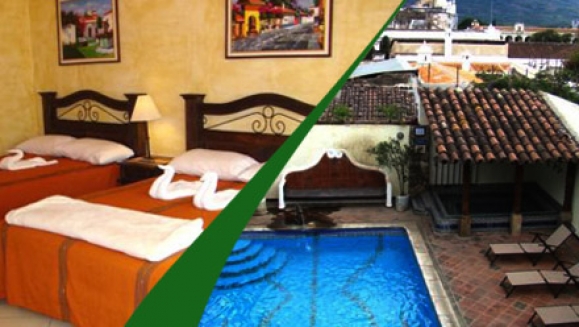 [Imagen:¡Estadía inolvidable en Antigua! ¡Paga Q416 en lugar de Q880 por un hospedaje para 2 personas en acomodación doble con desayunos chapines, uso de jacuzzi, piscina y sauna en el Hotel Casa del Parque!]