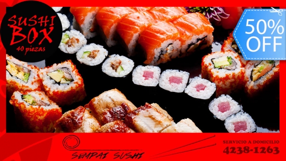 [Imagen:¡Paga Q199 en lugar de Q399 por Sushi Box: 40 Piezas de Sushi a Domicilio!]