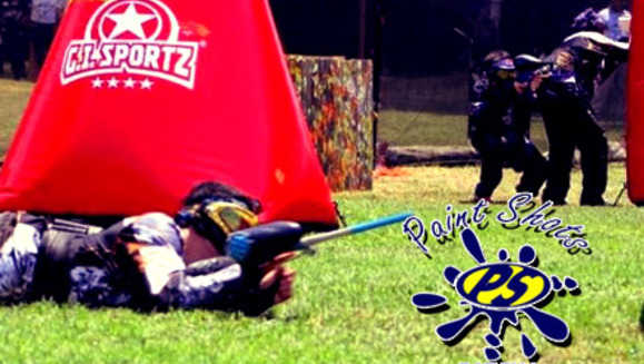 [Imagen:¡Paga Q39 en lugar de Q80 por 100 paintballs + paquete de juego que incluye: máscara, marcadora semiautomática, protector de cuello, chaleco, camisa, tapón de seguridad y recarga de aire ilimitada en Paint Shots Gotcha!]