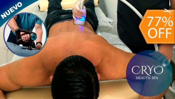 [Imagen:¡Paga $20 en Lugar de $88 por Terapia para Relajar y Aliviar el Dolor de Espalda con: 1 Sesión de Cryo T-shock de relajación + 1 Sesión de Sauna Infrarrojo + 1 Sesión de Theragun!]