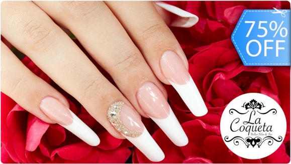[Imagen:¡Paga Q99 en lugar de Q400 por Set de Uñas Esculturales (Stiletto, Coffin o Cuadrada) o Acrílicas a Elección (Baby Boomer, French o Naturales) + Manicure Express con Exfoliación + Decoración en 2 Uñas!]