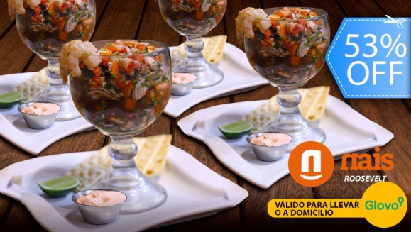 [Imagen:¡Para Llevar o a Domicilio! ¡Paga Q199 en lugar de Q419 por 4 Ceviches Chapines de Pescado, Camarón o Mixtos + 4 Galletas Saladas + 4 Sodas!]