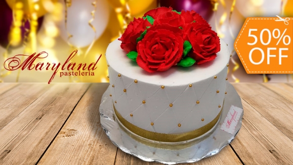 [Imagen:¡Para Llevar o a Domicilio! ¡Paga $15 en Lugar de $30 por Pastel Redondo hasta para 15 Porciones Decorado con Rosas y Perlas!]