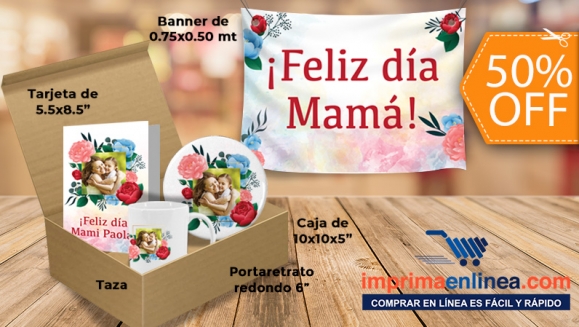 [Imagen:¡Qué El Día de Mamá Sea El Más Especial! ¡Paga $12 en Lugar de $24 por Kit Personalizado de Celebración en Casa: Banner + Taza +Tarjeta Media Carta + Portarretrato Redondo + Caja de Regalo + Servicio a Domicilio!]