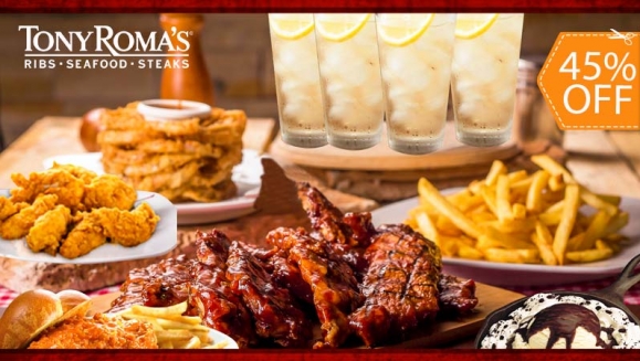 [Imagen:¡Para Llevar o a Domicilio! ¡Paga $31.78 en Lugar de $57.78 por 2 Libras de Short Ribs + 1 Buffalo Chicken Sandwich + 1 Orden de Chicken Tenders + 1 Entrada de Onion Loaf + 4 Limonadas + 1 Skillet Brownie!]