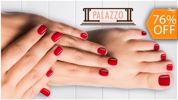 [Imagen:¡Paga $12 en Lugar de $50 por Pedicure Spa + Manicure Spa + Exfoliación Detox + Esmaltado Permanente Gelish en Manos y Pies!]
