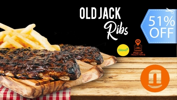 [Imagen:¡Paga Q199 en lugar de Q410 por 2 Libras de Costillas Old Jack + 2 Porciones de Papas Fritas y Cebollas Caramelizadas + 2 Bebidas a Elección + 2 Postres! ¡Para Restaurante, Llevar o a Domicilio!]