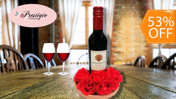 [Imagen:¡Paga $28 en Lugar de $60 por Lindo Arreglo de 4 Rosas Preservadas + Botella de Vino Tinto!]
