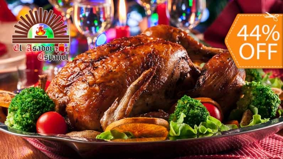 [Imagen:¡Paga $98 en Lugar de $175 por Banquete Navideño a Elección para hasta 12 Personas: Pavo Horneado (12-13 Lbs) o Lomo de Cerno Relleno (8-9 Lbs) o Pierna de Cerdo (8-10 Lbs) o Paella Valenciana!]