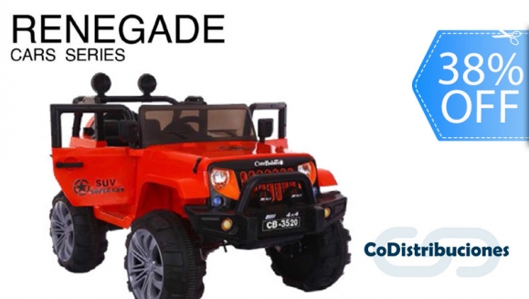 [Imagen:¡Paga Q2,279 en lugar de Q3,700 por Carro Eléctrico Tipo SUV para Niño Marca CuteBabies Modelo RENEGADE de Color a Elección entre Rojo, Negro o Rosado!]