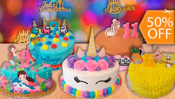 [Imagen:¡Paga $32.50 en Lugar de $65 por Pastel Redondo de 40 Porciones con Relleno Premium a Elección + Decoración con Imagen Personalizada (No Comestible) + Número de Dulce + Cake Topper de Feliz Cumpleaños!]