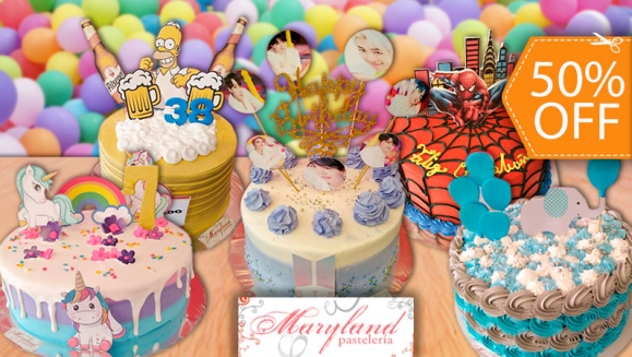 [Imagen:¡Paga $32.50 en Lugar de $65 por Pastel Redondo de 40 Porciones con Relleno Premium a Elección + Decoración con Imagen Personalizada (No Comestible) + Número de Dulce + Cake Topper de Feliz Cumpleaños!]