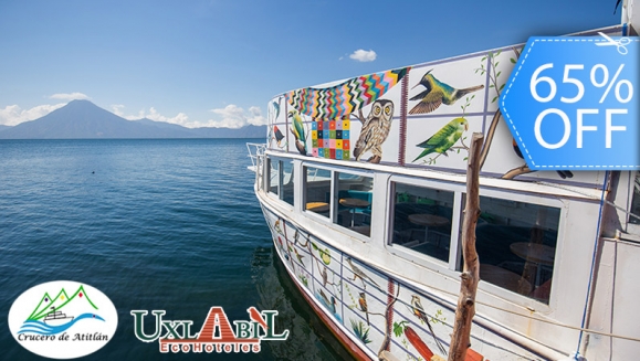 [Imagen:¡Paga Q99 en lugar de Q285 por Pase a Bordo para 1 Persona en “El Crucero de Atitlán” que Incluye: 2 Horas de Paseo en Barco en el Lago de Atitlán + Buffet de Antojitos Típicos + 1 Bebida Natural o Gaseosa + Visita Guiada a San Juan La Laguna!]