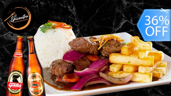 [Imagen:¡Paga Q89 en Lugar de Q140 por Combo Personal Peruano de Lomo Saltado con Arroz Blanco y Papas Fritas + 1 Cerveza, Gaseosa o Bebida Natural!]