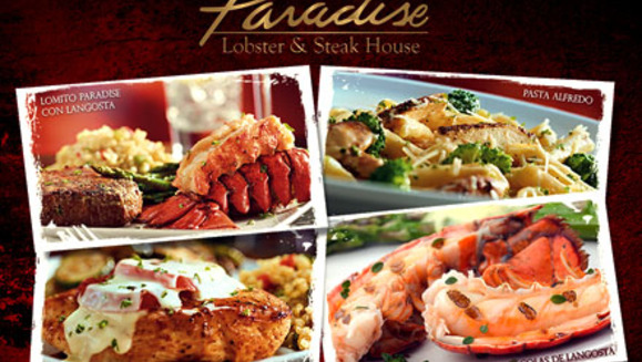 [Imagen:¡Paga $12 en lugar de $24 en todo el delicioso menú de Paradise Lobster &amp; Steak House!]