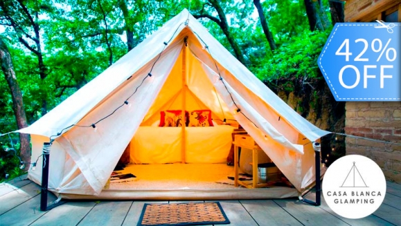 [Imagen:¡Paga Q699 en Lugar de Q1,200 por Estadía para 2 Personas en Carpa de Lujo Equipada con: Deck Privado + Camas + Baño + Churrasquera + Utensilios de Cocina + Filtro de Agua + Fogata + Uso de Jacuzzi y Más!]