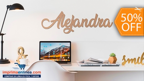 [Imagen:¡Paga $7 en Lugar de $14 por Letras Personalizadas (hasta 1 m de Ancho y 25 cm de alto) Fabricadas en MDF (Imitación de Madera)!]