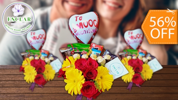 [Imagen:¡Paga $20 en Lugar de $45 por Lindo Arreglo de Flores, Chocolates y Globo!]