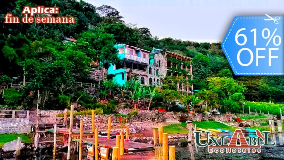 [Imagen:¡Fin de Semana en El Lago! ¡Paga Q699 en Lugar de Q1,800 por Estadía de 3 Días y 2 Noches para 2 Adultos en el Lago de Atitlán: Habitación Doble + 4 Desayunos + Uso Ilimitado de Kayaks + Impuestos Incluidos!]