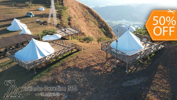 [Imagen:¡Paga $225 en Lugar de $450 por Glamping Familiar para 7-10 Personas: 1 Noche en Carpa de Lujo 7 m2 (49 m) + Desayunos Típicos + Guía Turístico + Acceso a Los Miradores y a Toda La Propiedad!]