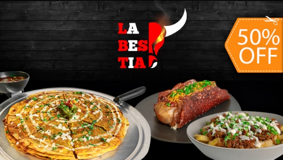 [Imagen:¡Paga $10 y consume $20 en todo el Menú de Comida Tex-Mex de La Bestia!]