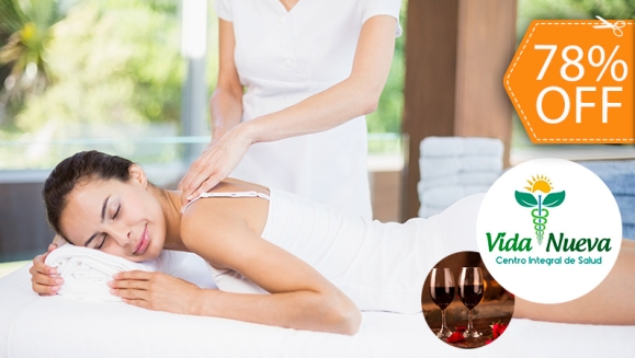 [Imagen:¡Paga $20 en Lugar $90 por 2 Masajes Relajantes + 2 Ajustes Quiroprácticos + Masaje Cráneo-Facial + Aromaterapia + Reflexología + 2 Aplicaciones de Crema Facial de Colágeno + 2 Mascarillas Hidratantes y 2 Copas de Vino!]