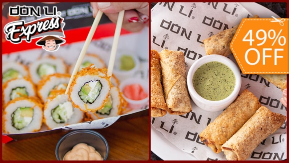 [Imagen:¡Paga $13.49 en Lugar de $26.47 por Menú Asiático para 2 que Incluye: 1 Honolulu Roll + 1 Dancing Roll + Tacos con Carne de Res Caramelizada + 1 Pichel de Té de Limón o Melocotón!]