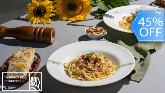 [Imagen:¡Paga Q99 en Lugar de Q180 por Menú Italiano para 2 con 2 Pastas a Elección: Tagliatelle Bolognesa, Spaghetti Amatriciana, Spaghetti Alla Carbonara o Fusilli al Pesto+ 1 Postre Panna Cota!]