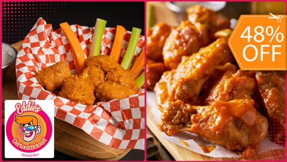 [Imagen:¡Paga $13.99 en Lugar de $26.97 por 2 Órdenes de 12 Alitas o Boneless c/u + 1 Orden de Papas Fritas + 2 Bebidas a Elección entre Cerveza Nacional o Soda!]