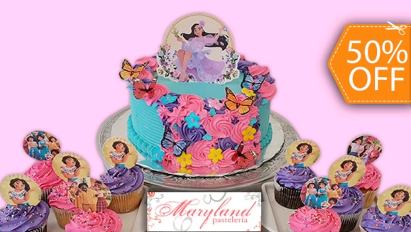 [Imagen:¡Paga $30 en Lugar de $60 por Pastel Redondo de 20 Porciones con Relleno a Elección + Plaquita de Dulce + 10 Cupcakes con Pin Personalizado! ¡Solo 103 Cupones Disponibles!]