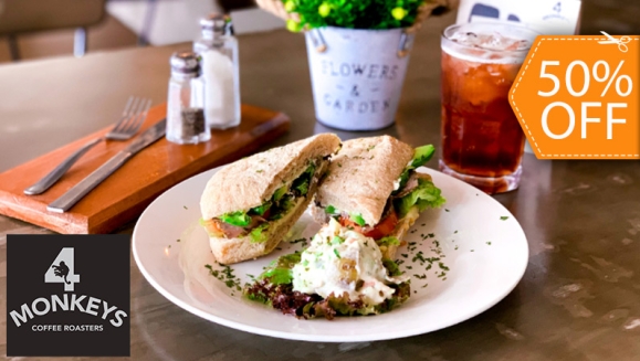 [Imagen:¡Paga $7 y Consume $14 en Todo el Menú de 4 Monkeys Coffee Roasters!]